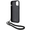 Bmw Signature Leather Wordmark Cord Case For Iphone 15/14/13 - Black