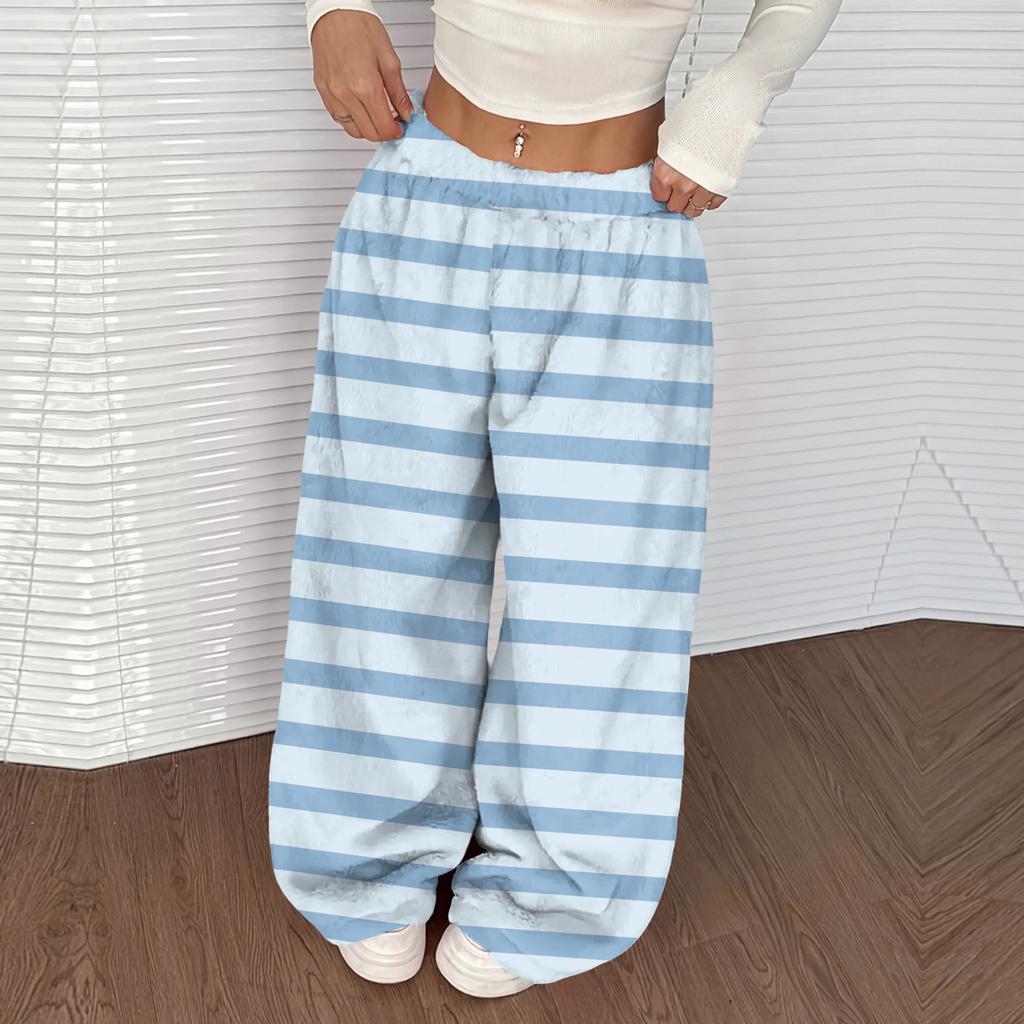 Женские повседневные и модные брюки с принтом, эластичной талией, свободными широкими штанинами