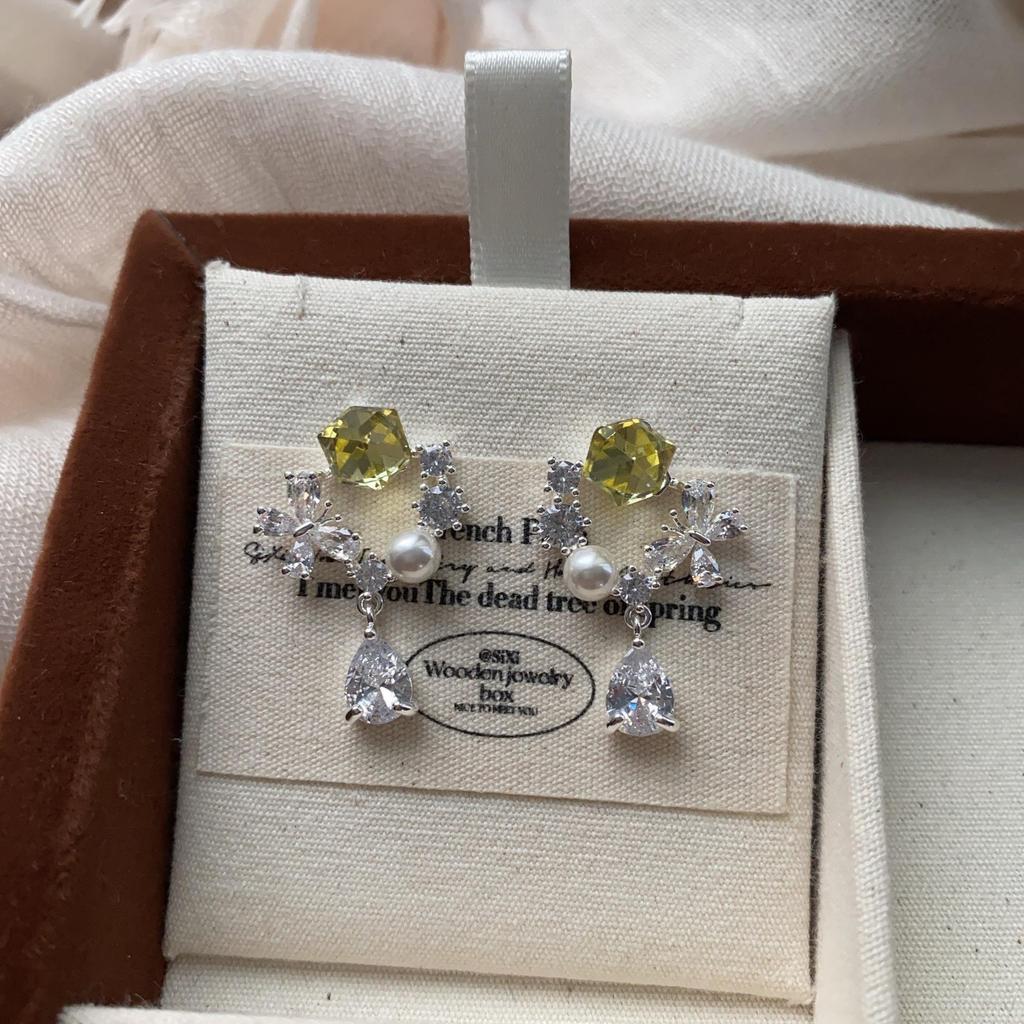 Temperament Irregular Colorful Geometric Square Earrings Light Luxury Niche High-End Stud Earrings 20 Earrings