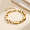 Oval Flat Plate Curb Chain Bracelet for Women Gold Plated 304 Stainless Steel Perfect Polished Handmade Wrist Jewelry