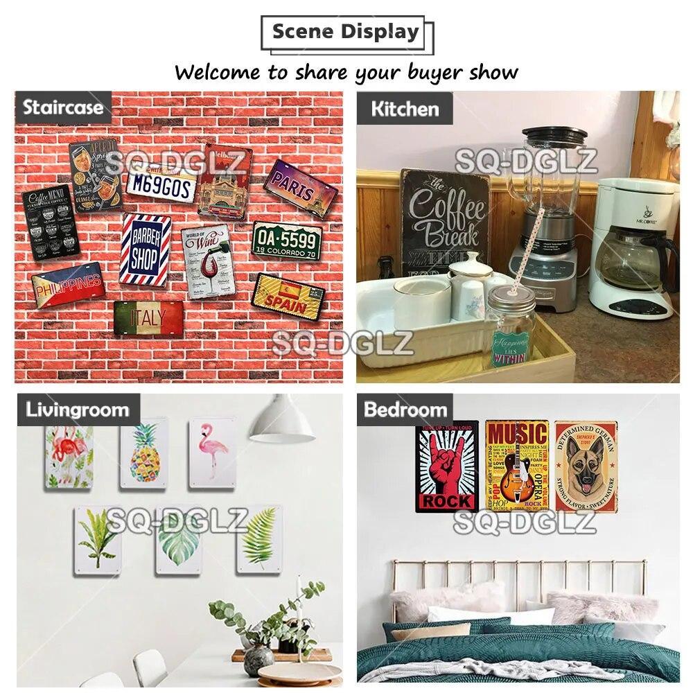 [SQ-DGLZ]COFFEE Menu Metal Sign Vintage Plaque Plate Decor For Pub Bar Wall Decor Break Coffee Tin Signs Retro Cafe Poster