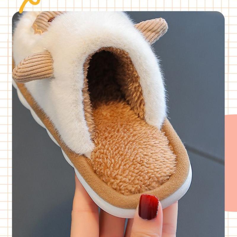 Детские хлопковые тапочки, милые домашние теплые нескользящие детские меховые тапочки с героями мультфильмов, модные домашние мягкие тапочки