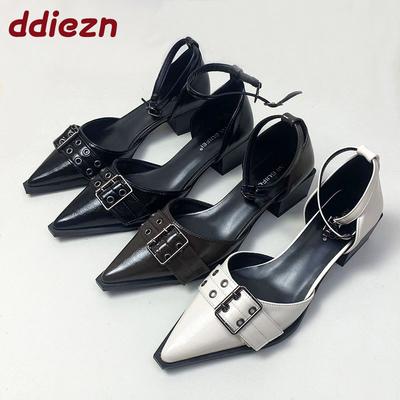 Мода Мода Женские туфли-лодочки с острым носком и квадратным каблуком 4 см, обувь с мелким вырезом, женская обувь с ремешком на щиколотке, женские туфли на среднем каблуке