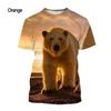 Men's and Women's Summer Casual Short-sleeved T-shirt New Fashion Polar Bear 3d Printing T-shirt