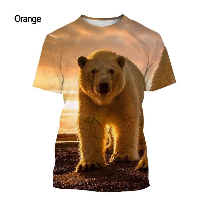 Men's and Women's Summer Casual Short-sleeved T-shirt New Fashion Polar Bear 3d Printing T-shirt