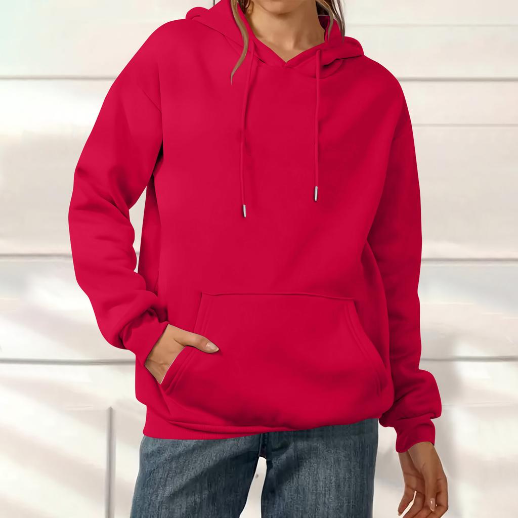 Women's Fashion Solid Color Casual Long Sleeve Hoodie