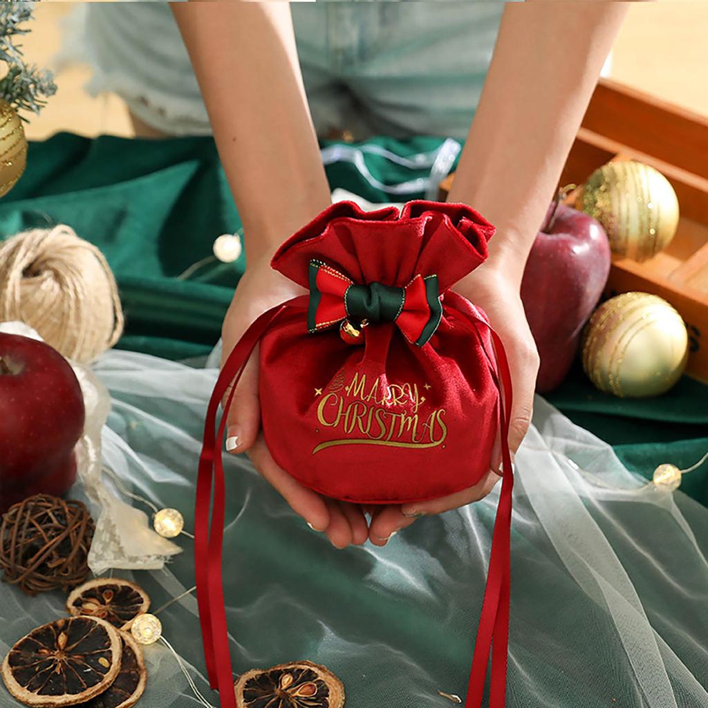 Christmas Decoration Crea-tivity Christmas Eve App-le Box Christmas Fruit Flannel Velvet Bag Bundle Mouth Handbag