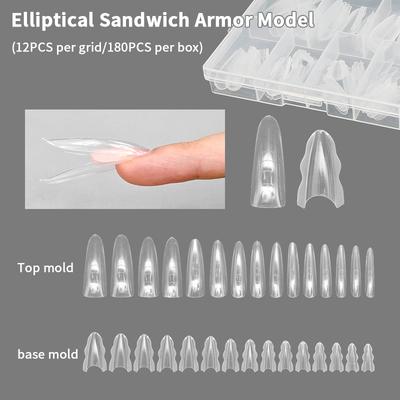 180 шт./коробка Сэндвич Двойные формы для ногтей 15 размеров Наращивание-Двойные формы Формы для ногтей Коффин Миндаль Салонные инструменты для нейл-арта