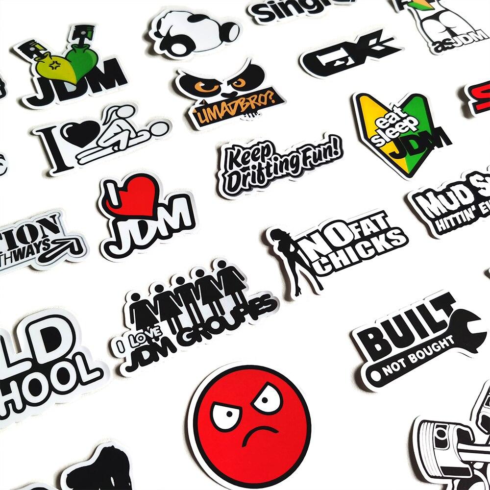 10/50 шт. крутые черно-белые наклейки в стиле JDM, гоночные мотоциклы, граффити, наклейки для багажа, ноутбука, скейтборда, велосипеда