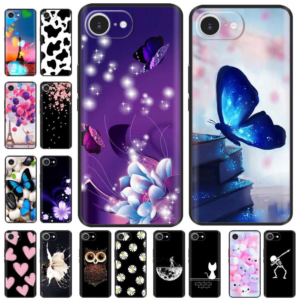 Soft TPU Black Silicon Phone Case For iPhone 16E iPhone16E SE 2025 SE4 5G Painted Shockproof Shell Cover Cases Bumper Funda Capa