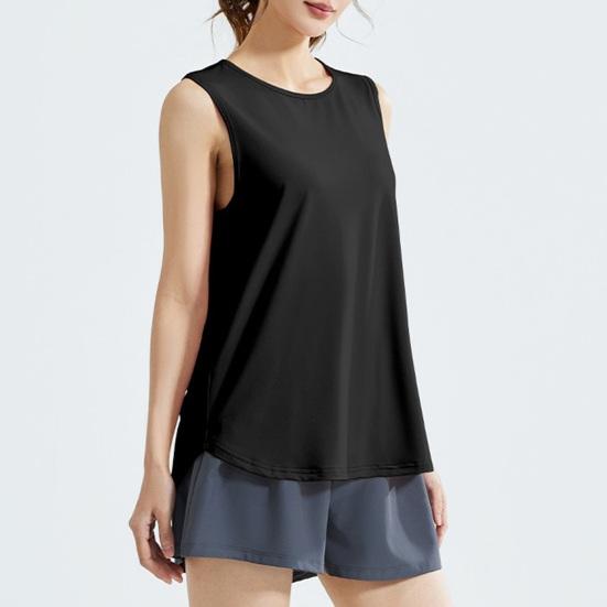 Yousheng женский жилет дышащая сетчатая спинка свободный крой майки с рисунком морщин однотонный гладкий тканевый спортивный жилет для йоги