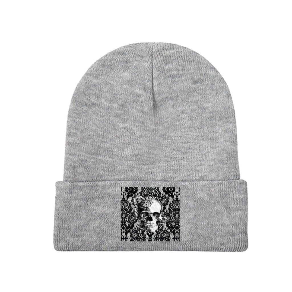 Готические кружевные вязаные шапки с черепом, женские шапки унисекс, зимние шапки, повседневные кепки из полиэстера