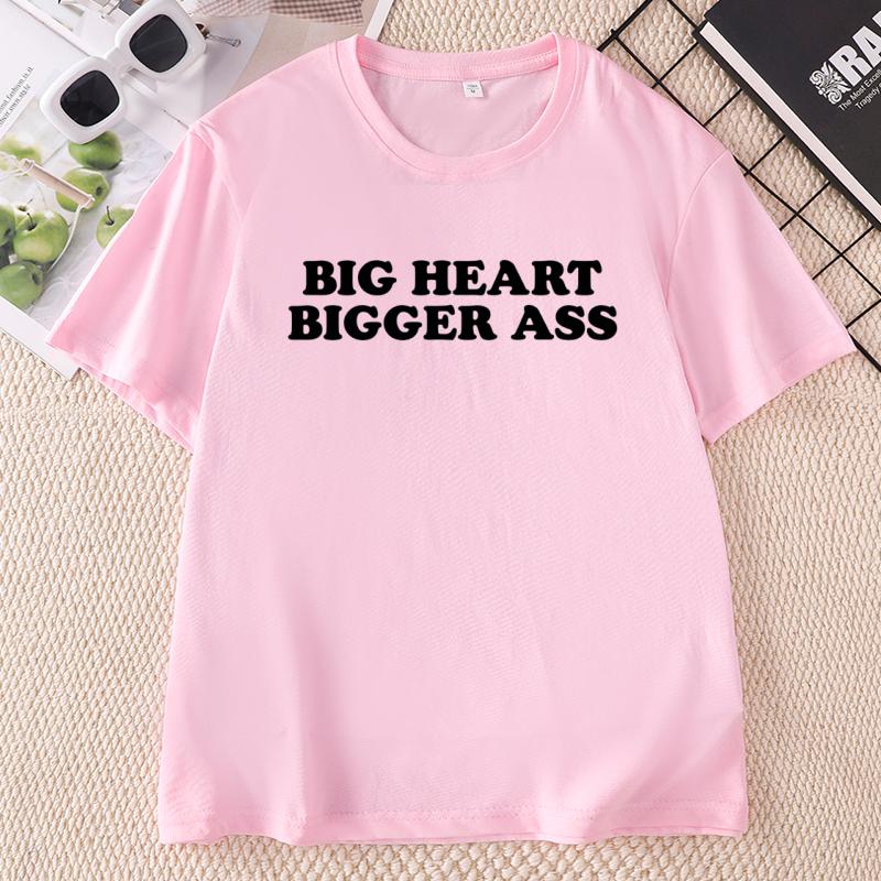 Funny Big Heart Tee Y2K Adult Short Sleeve T Shirt Unisex Causal Loose Cotton Comfortable Tshirts 90s Tshirt Streetwear Clothes