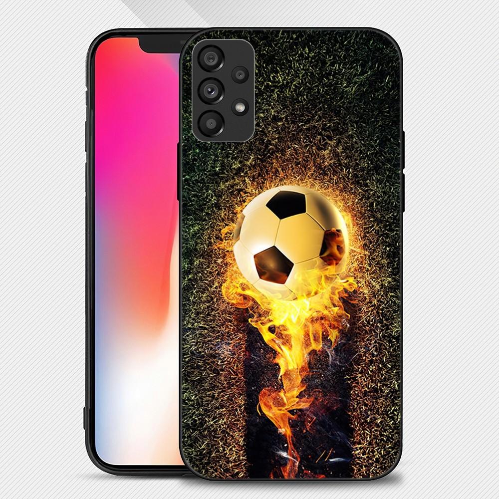 Fire Football Soccer Ball Phone Case For Samsung Galaxy S22 S23 Ultra S21 S20 FE Plus Note 20 Soft Cover
