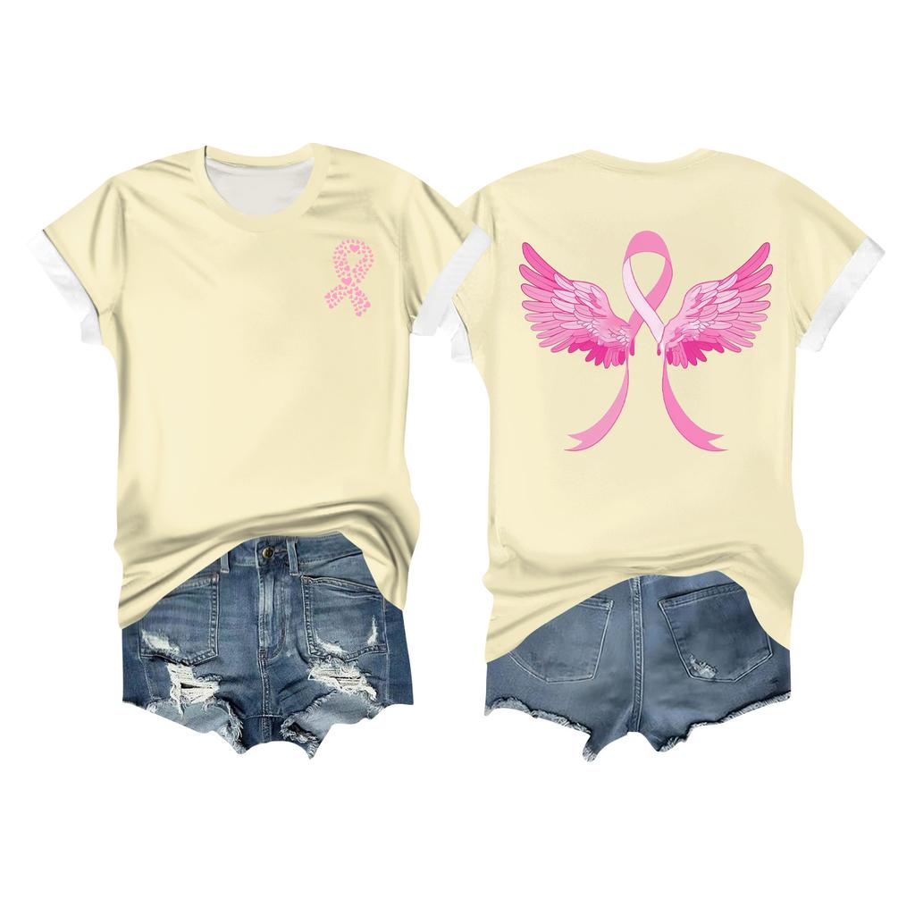 Женская повседневная футболка с коротким рукавом с принтом ленты на груди