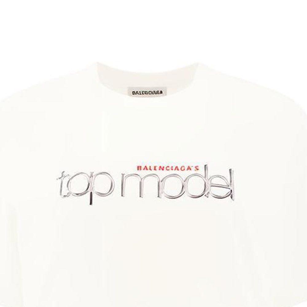 Balenciaga Футболка женская белая свободного кроя 612965TIV829000