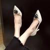 Fashion Women's Summer Shoes Beige High Heels 2024 Pointy Office Chic Elegant Light Mouth Korean Style Simple Style Matching Color Shoes