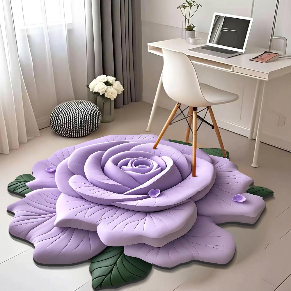 Главная гостиная дом 3d трехмерный напольный коврик цветочный коврик кристальный бархатный ковер круглый коврик в форме лепестка пиона