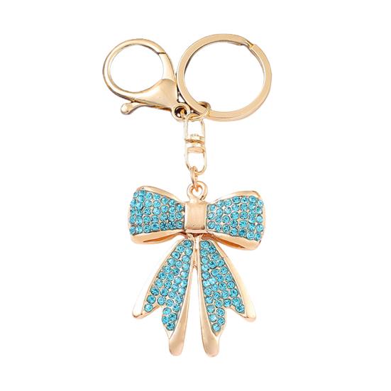 Women Rhinestone Bow Keychain Sparkling Bow Bag Charm Faux Crystal Key Chain