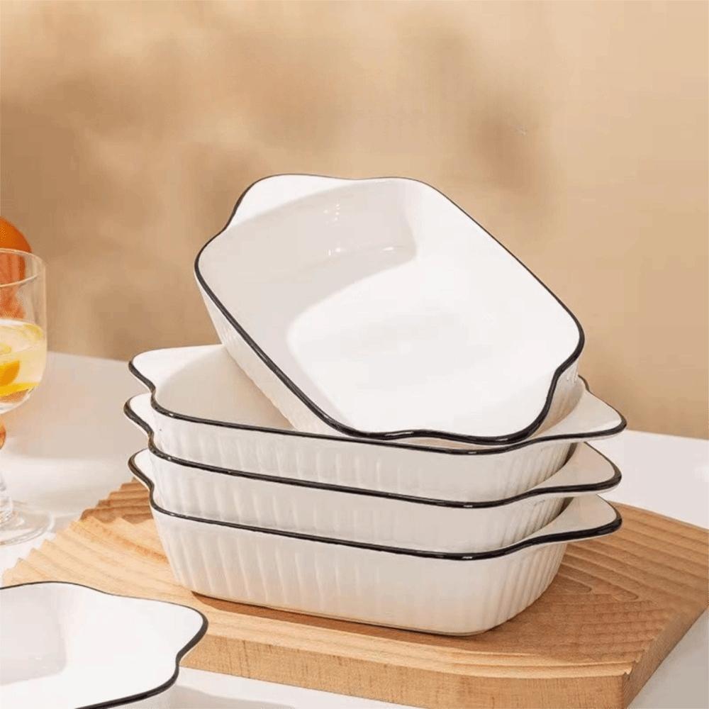 2 Piece Rectangular Casserole Lasagna Dish Strip Pattern Food Serving Tray Pasta