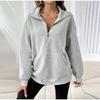 Casual Pullover Women Short Loose Autumn Winter Lapel Zippers Pockets Female's Hoodie Full Sleeve Solid Tops Lady Soft All-match