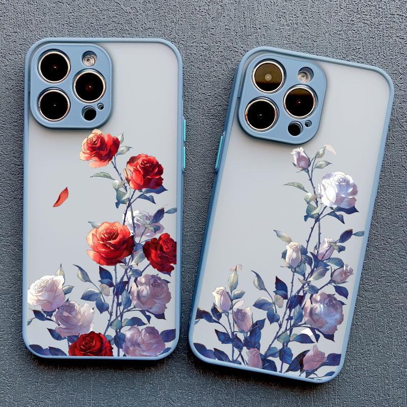 Чехол для телефона с цветком розы для iPhone 11 Чехол iPhone 15 14 Pro Max 11 12 13 Pro Max Mini XR XS X 7 8 14 15 Plus SE2 Ударопрочный чехол