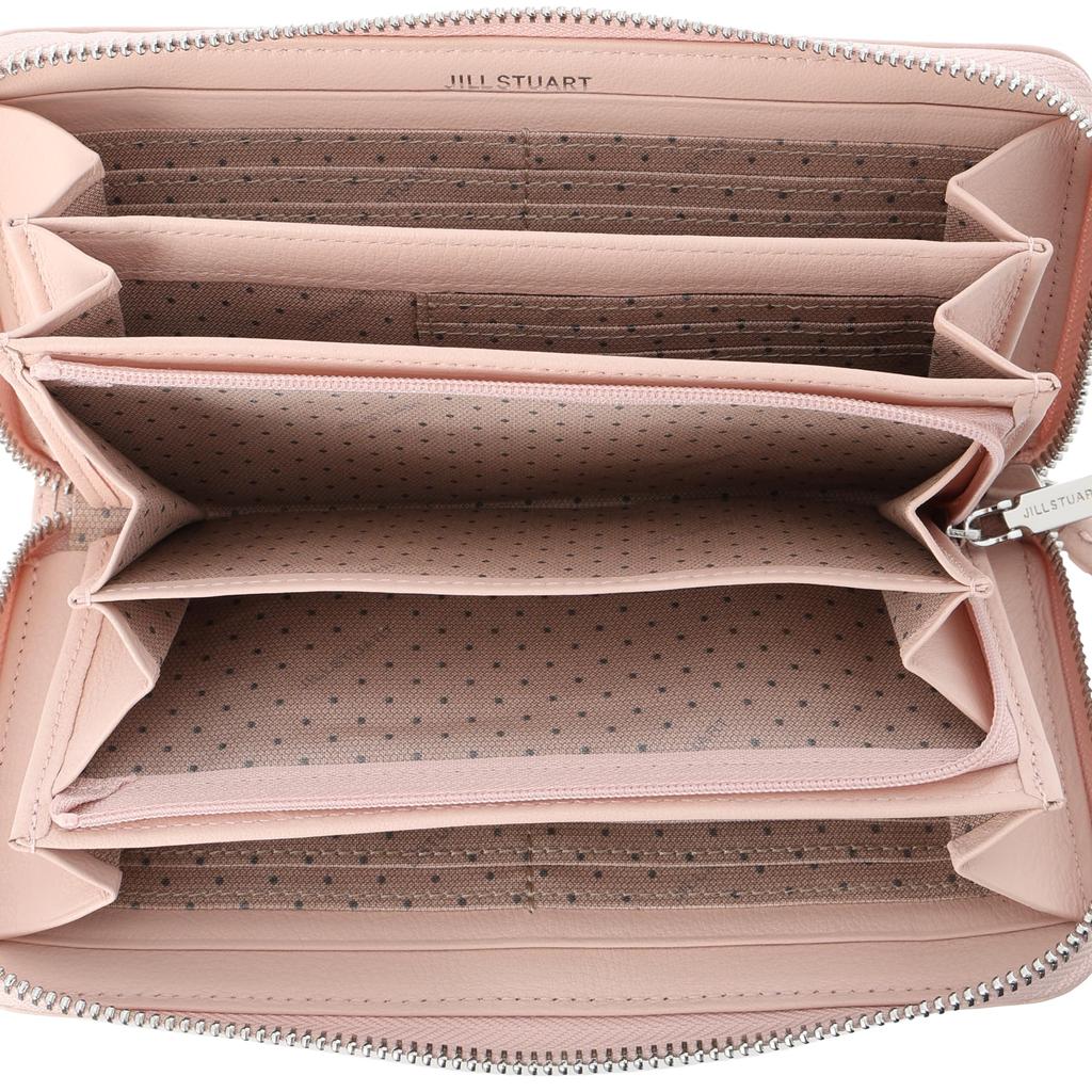 Круглая молния длинный кошелек мягкий коровья кожа сумка сшитый тонкий кошелек для хранения карт простой взрослый милый сердечко подвеска в комплекте JSLW3CT1 розовый [Jill Stuart] [Angel]