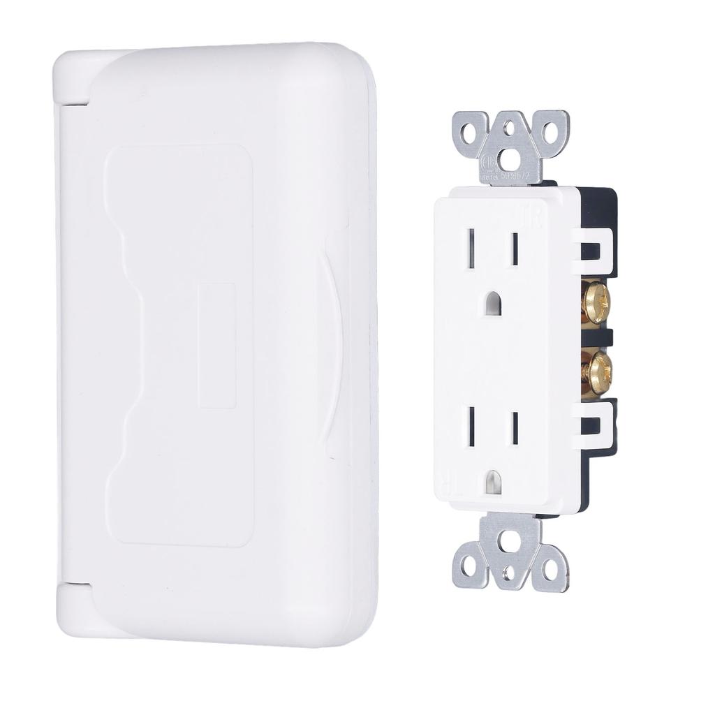 Weatherproof Outlet with Cover US Standard Power Socket Outdoor RV Electrical Receptacle 15A 125VAC
