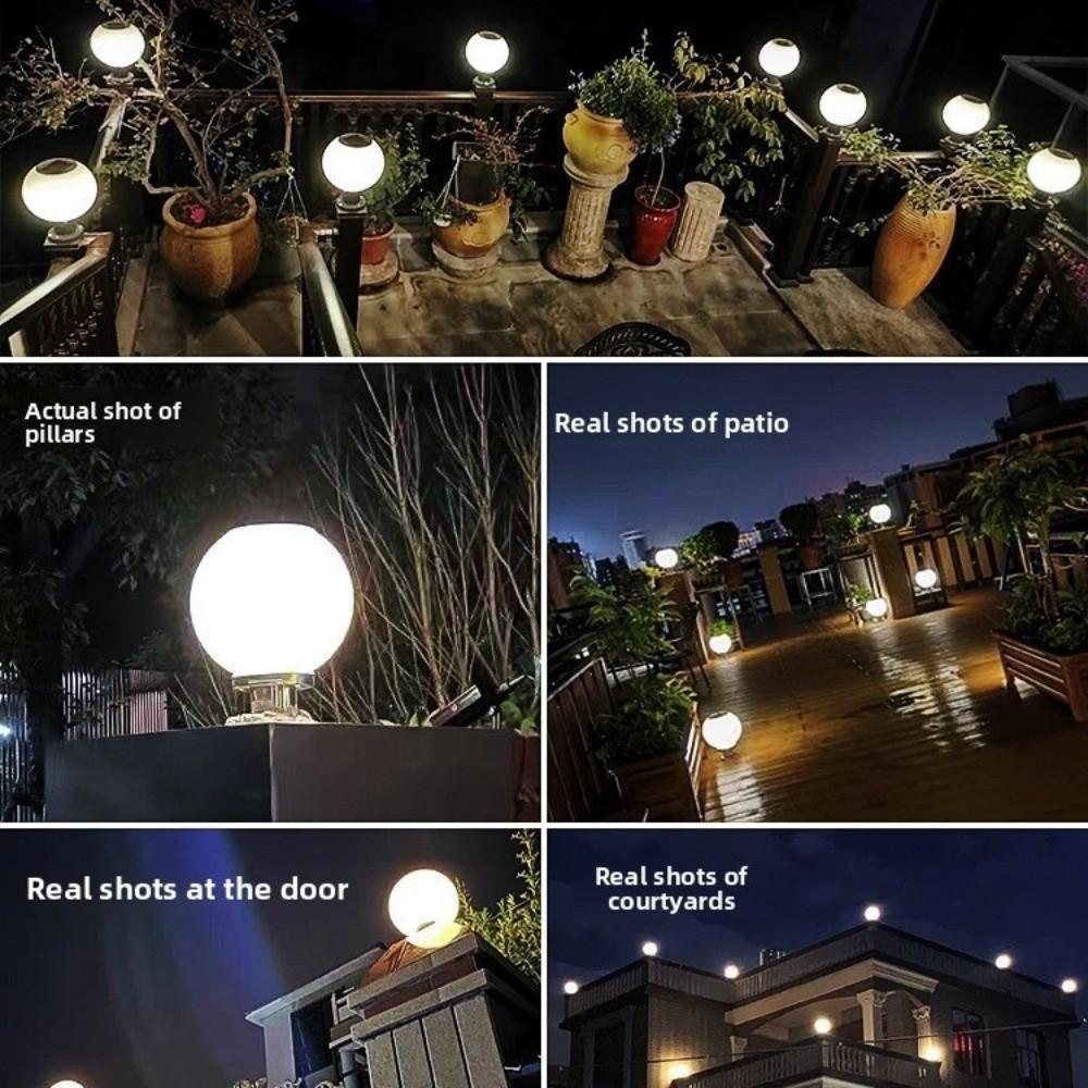 Stainless Steel Pillar Lamp Waterproof Solar Post Lamp LED Round Ball  For Garden Villa Pillar