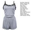 2 шт./комплект, женская летняя пижама, костюм с оборками, пэчворк, без рукавов, с открытой спиной, полицейский топ, мини-шорты с высокой талией, повседневная ночная рубашка, облегающая одежда для сна