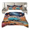 Digital 3D Printing Three-Piece Cartoon Planet Bus Bedding Quilt Cover Pillowcase Home Textiles
