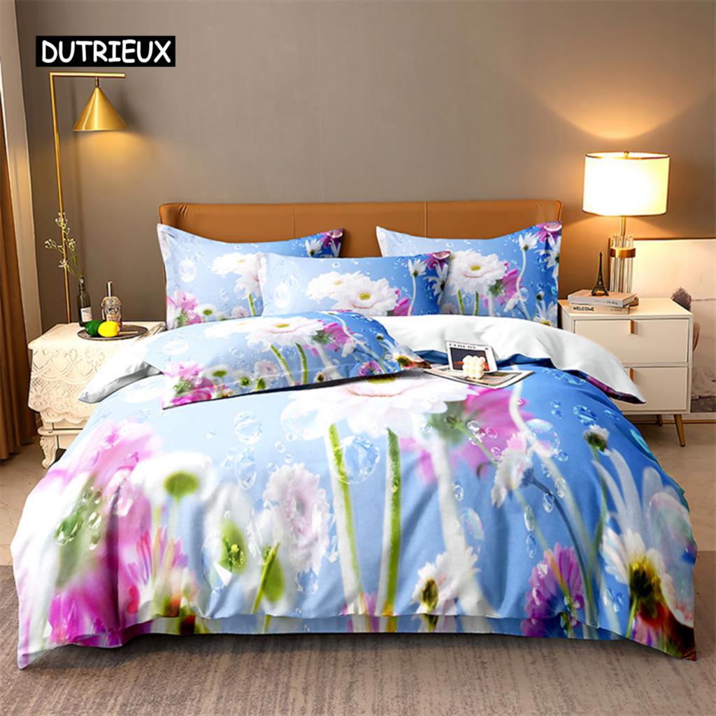 Постельное белье Butterfly Flower Queen Комплект пододеяльника Постельное белье Цифровая печать Постельное белье Королевский размер Комплект пододеяльника Комплект постельного белья