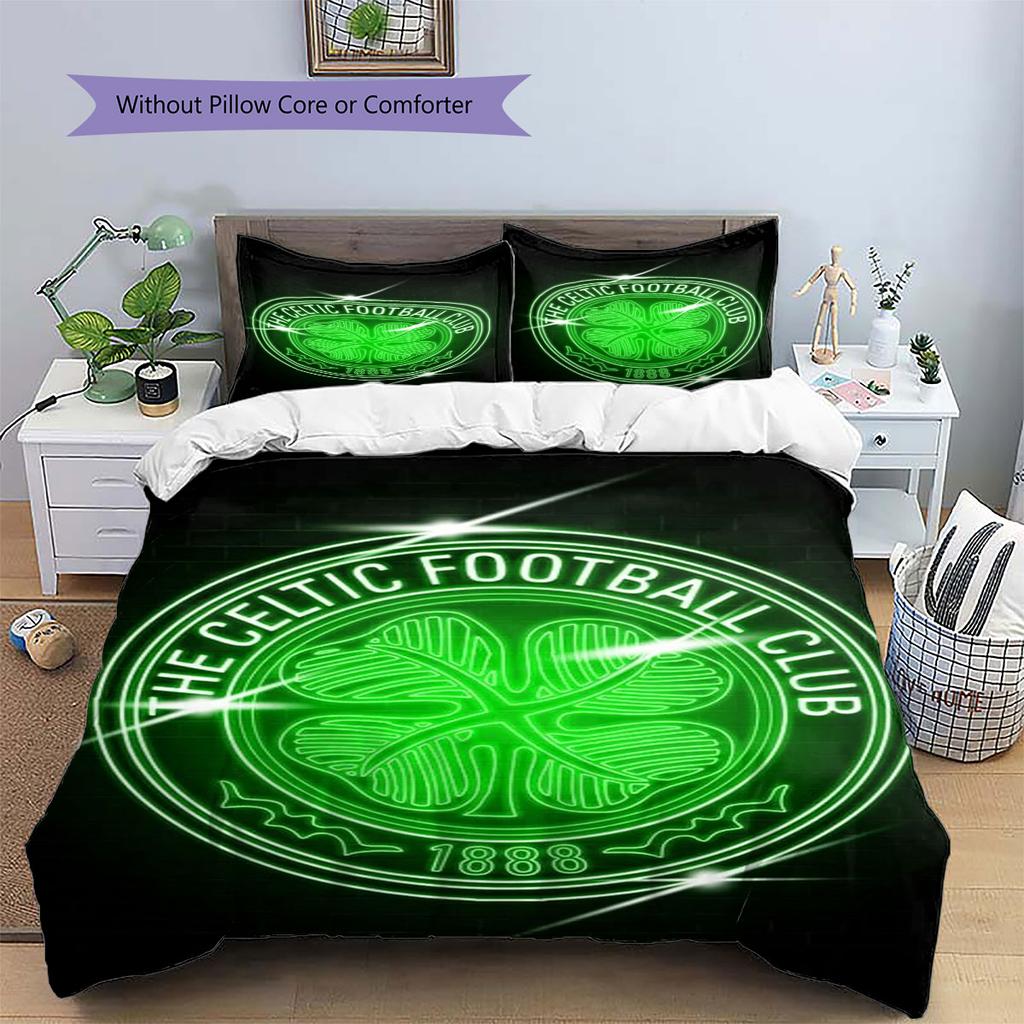 Celtic Football Club Pattern Bedding,Quilt Set Quilt Cover Pillowcase Home Birthday Gift(1 * duvet cover + 2 * pillowcase, without core)