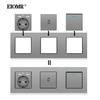 EIOMR A6 Series Grey Flame Retardant PC Panel Wall Switch EU Socket HDMI-compatible USB Type-C 2.1A Charger TV RJ45 Module DIY