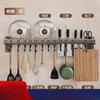 Gun Gray Kitchen Hook Non-punching Rod Hanging Rod Spatula Spoon Hanger, Multi-functional Shelf Wall-mounted