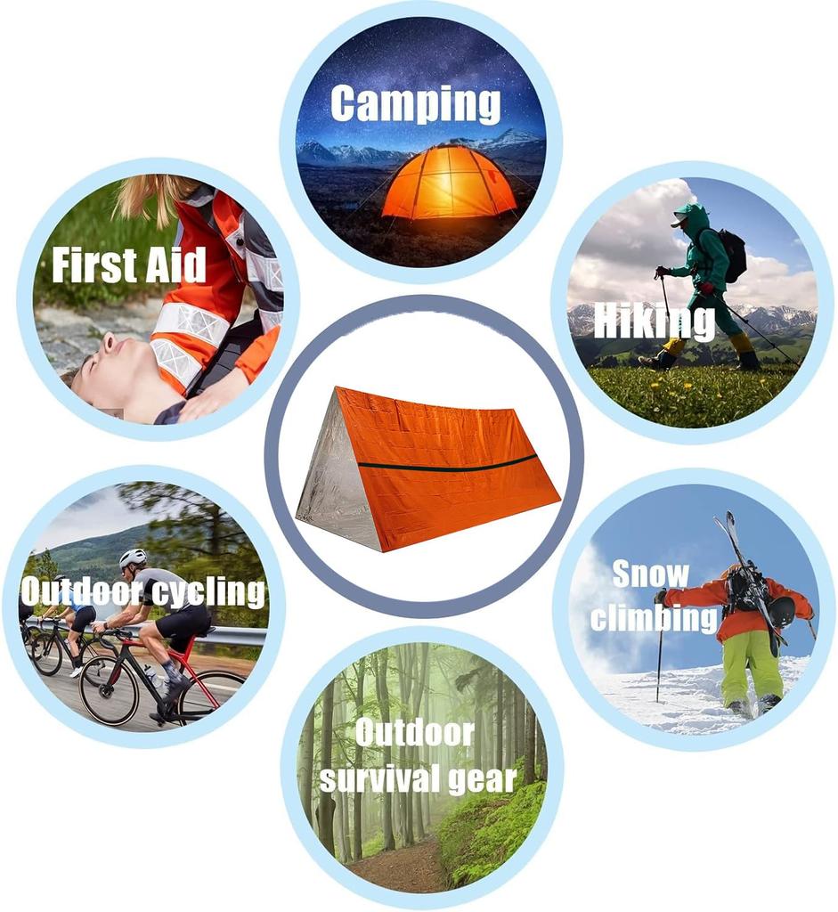 FuooooGui Аварийная палатка для улицы Аварийная палатка Простая палатка Легкая Водонепроницаемая Складная 2-местная Алюминиевое Одеяло Для Выживания И Спасения Кемпинг