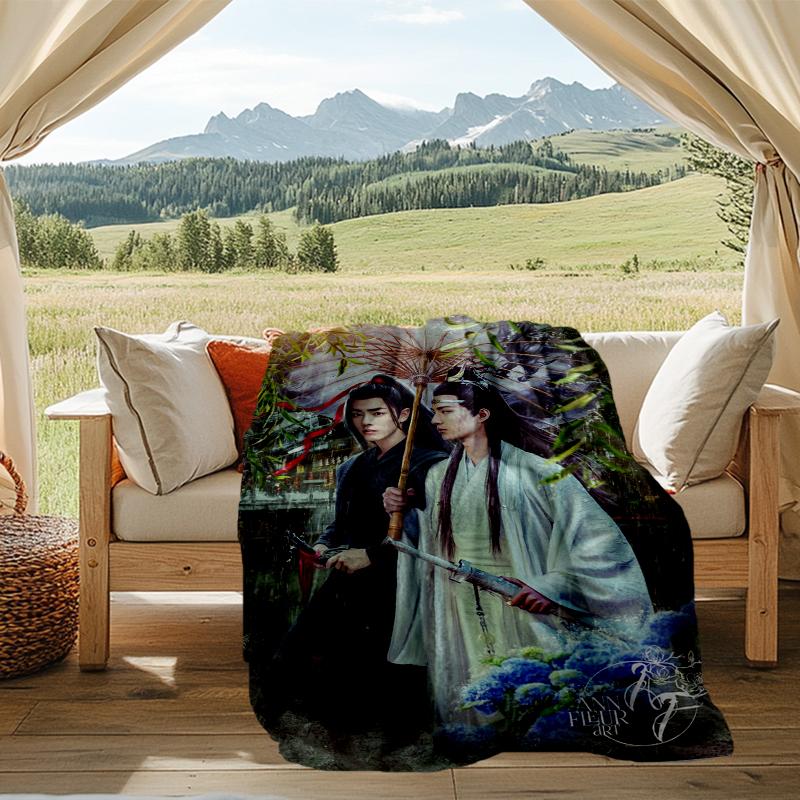 Fantasy Duel Print Flannel Blanket, Soft Warm Lightweight Throw Blanket for living Room,Sofa Bed Camping office