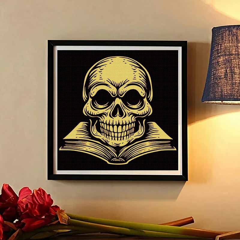 Новое поступление 5D DIY Полный круг Алмазная мозаика «Череп и книга» Вышивка Крестиком Домашний декор Подарок