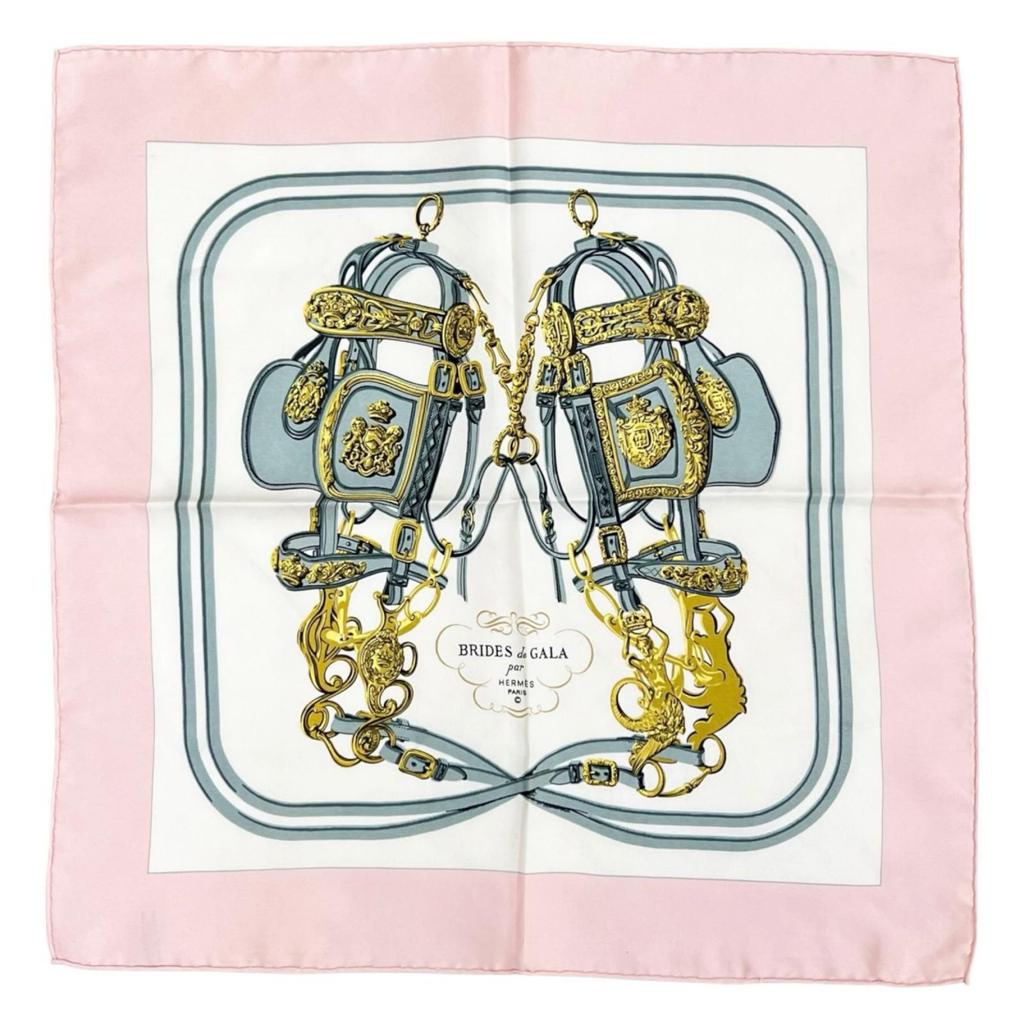 HERMES Petit curry scarf pink Women Brides de Gala (ceremonial horse bridles) used