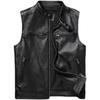 Китайский размер черный натуральный коровья кожа жилет мужской кожаный жилет приталенный мотоциклетный байкерский жилет