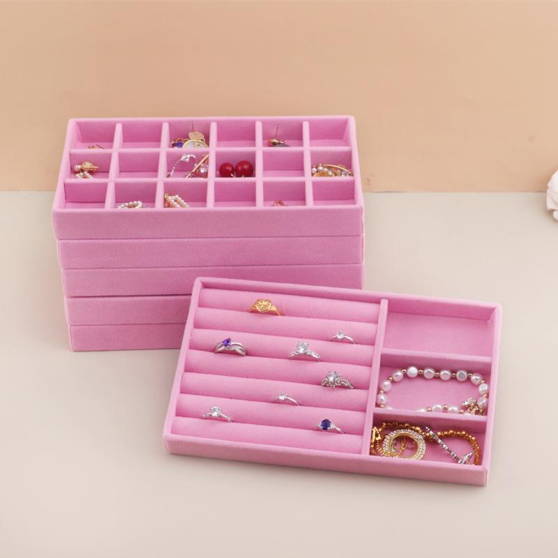 Бархатный поднос для хранения украшений, ящик для хранения, небольшие, складные розовые шкатулки и упаковка для украшений, подходящие для колец, сережек, простые и практичные