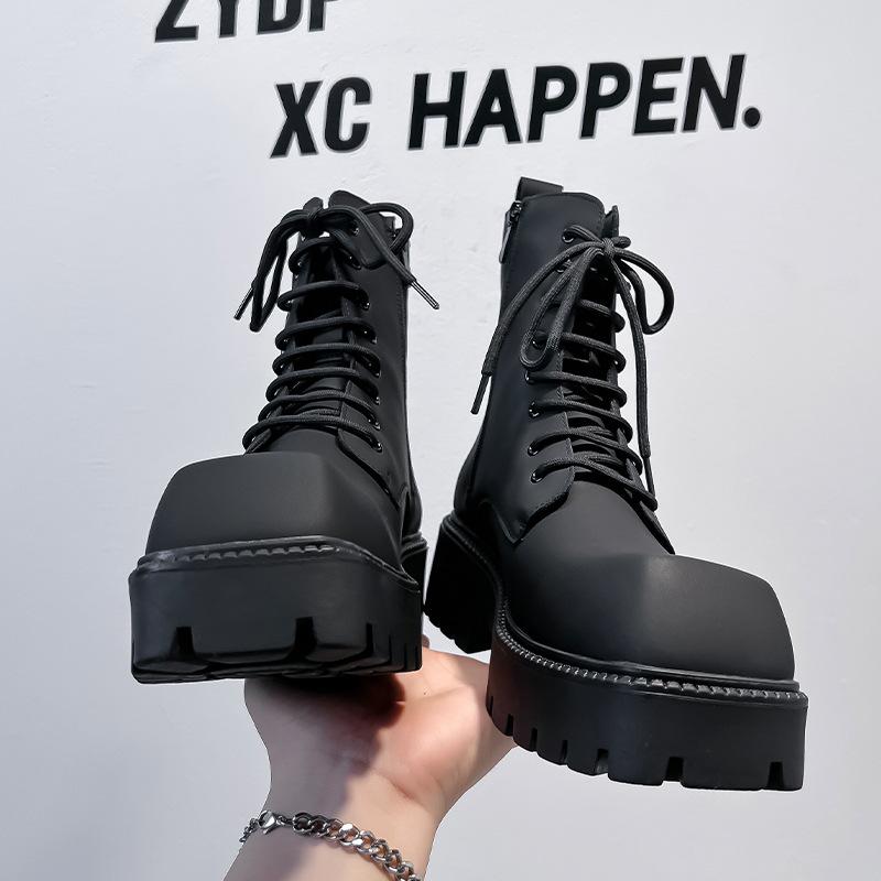 Модные ботинки Мартина на высокой платформе с квадратным носком, мужские, осень-зима 2024, новая молодежная трендовая уличная модная обувь 1906-A