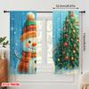 2pcs,2D Plane Printing Pattern Curtains Cute Snowman Christmas Tree_d (3) 100% Polyester (without Rod) All Seasons Perfect for