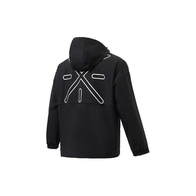 Мужская куртка свободного покроя с капюшоном и принтом букв серии Li Ning Wade, черная AFDR363-4