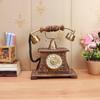 Decorative Telephone Decorative Showpiece - 25 Cm (Wood, Metal, Gold, Brown)