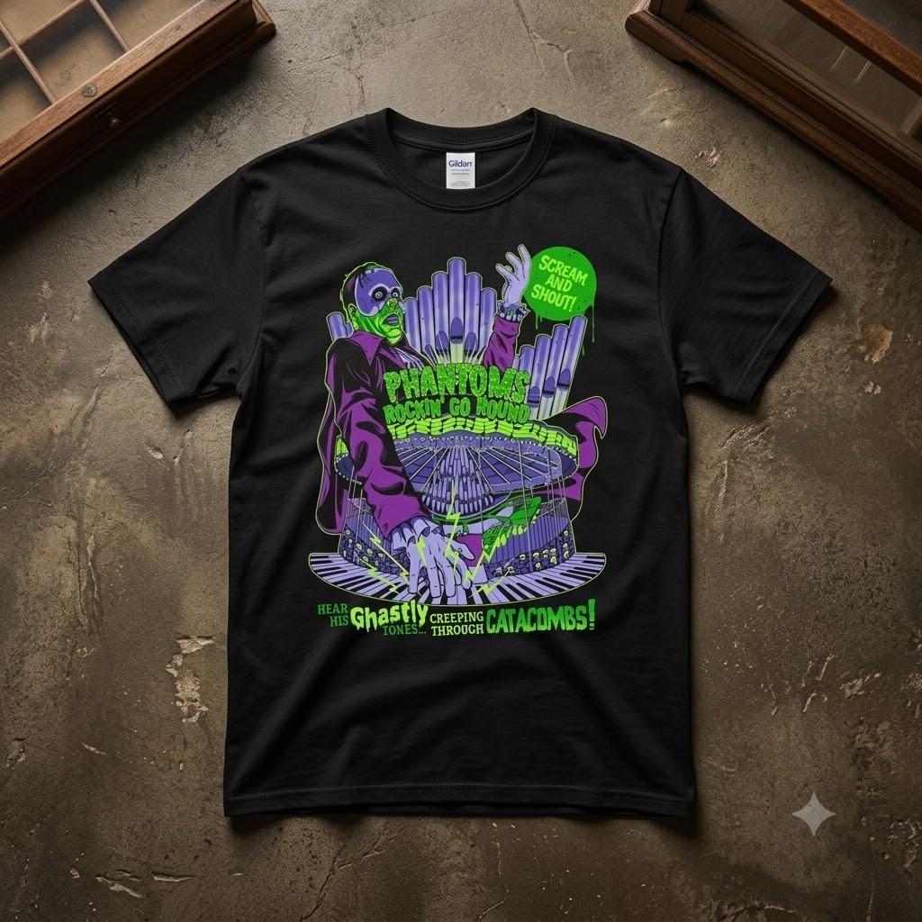 Phantom Go Round Carousel Ghost Halloween Unisex Graphic T-Shirt