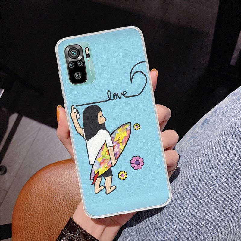 Чехол для телефона Surfboard Surfing Art Surf Girl Summer для Xiaomi Redmi Note 10 Pro Max 10S 9 9S 9T 8 8T 11T 11S 11 5G 11E 7 6