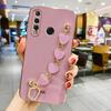 Золотой прямой чехол для Huawei P40 P30 Lite Y9 Prime 2019, роскошный чехол-браслет с сердечком для Huawei P50 Y7A Y9S, модный чехол из ТПУ