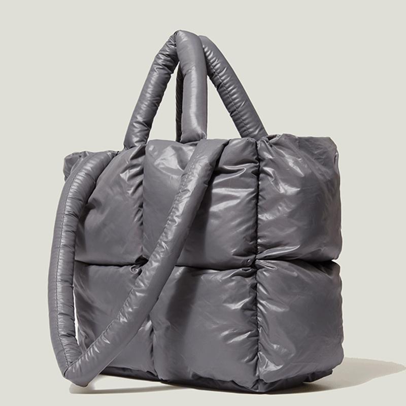 Зимняя новая пуховая сумка-тоут, большая вместительная сумка на плечо, модная сумка из мягкой ткани, женская сумка для покупок, космические хлопковые сумки