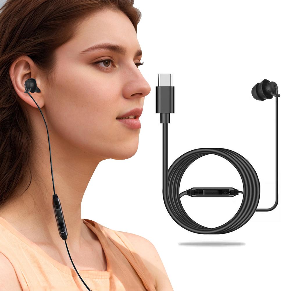 3.5mm Single Side Earbud Headsets Retractable Wired Headset No Microphone Mono Earplugs Wired Headset USB C Single Headphones